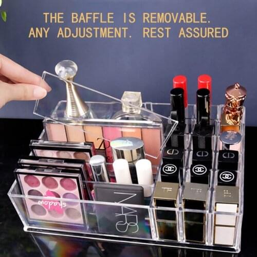 Arcylic Makeup Organizer Cosmetic Storage Organizer Box Transparent Lipstick Stand Rack Blush Holder Drawer Makeup Case Tools