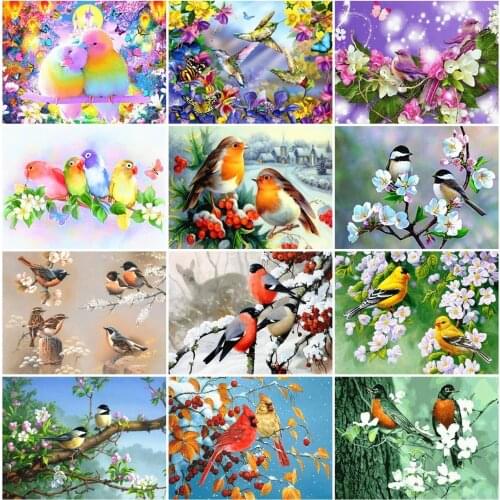 AZQSD 5D Diamond Painting Bird Cross Stitch Needlework Rhinestones Diamond Embroidery Animal Mosaic Home Decoration
