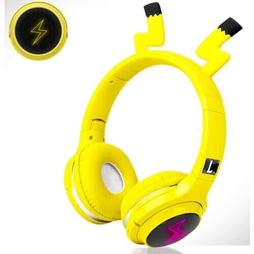 Wireless headset with LED light and foldable bluetooth headphone for mobile phones/laptop/TV Kids cartoon gaming headphones