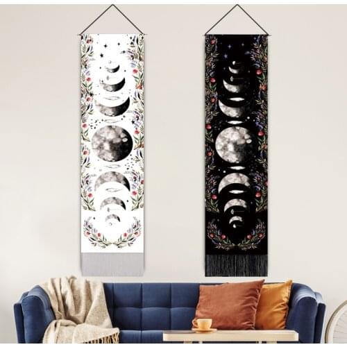 Boho Decor Moon Phase Tapestry Wall Hanging Room Decorative Hippy Tapestries Polyester Cotton Biki Hippie Macrame Wall Tapestry