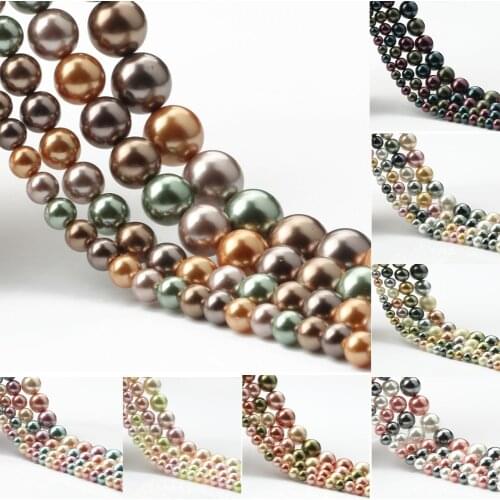Mixed Color Natural Shell Pearl Beads Round Loose Spacer Beads for Jewelry Making Diy Bracelet Necklace Wholesale 15'' 6-12mm