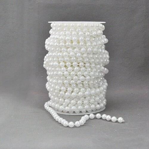 A Roll 20 Meters Length 8MM Artificial Pearls Chain Bead Plastic Ball Garland Rope Wedding Party Christmas Home Hanging Decor