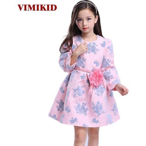 VIMIKID autumn new European and American childrens clothing girls dress princess dress children long sleeve printing k1