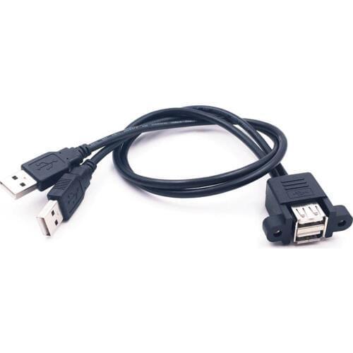 Duplicated overlapped usb female to male extension cable