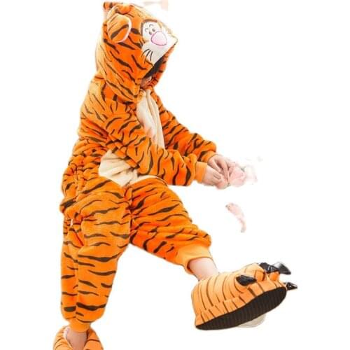 Kigurumi Kids Tiger Onesies Pyjamas Cartoon Animal Cosplay Costume Pajamas Kids Onesies Sleepwear Halloween