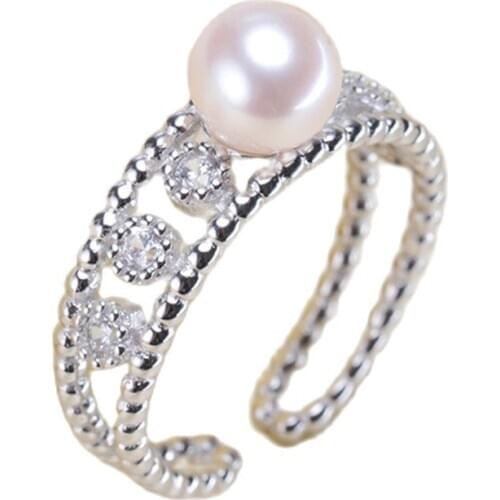 Classic Rings Resizable Design Rings Base 925 Silver Pearl Rings Settings Women DIY Pearl Rings Accessory No Pearl