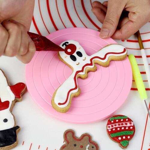 Round Cake Polished Rotating Plate DIY Cake Decorating Swivel Turntable Baking Tool Kitchen Cake Turntable Plastic
