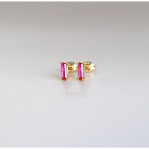 Morivovog 925 Sterling Silver Red Corundum Jade Small Stud Earring for Girls Luxury Mini Anti-allergy Earring Aesthetics Jewelry