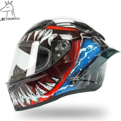 Full Face Motorcycle helmet Venom cool helmet with big spoiler big tail helmet Riding Motocross Racing Motobike Helmet