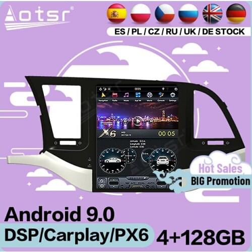 128G Tesla Screen Multimedia Stereo Android Player For Hyundai Elantra 2016 2017 2018 2019 GPS Navigation Audio Radio Head Unit
