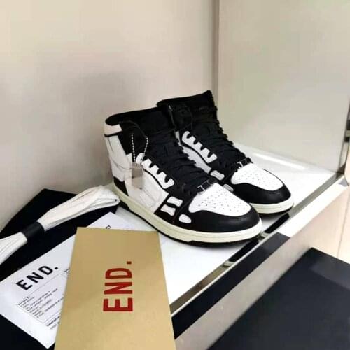 Mens Shoes Black Skeleton Leather High Top Sneakers Rock Street Fashion Trainers