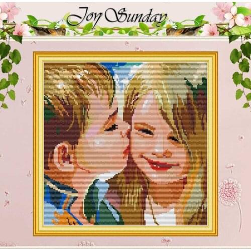 Boy girl kiss pattern counted 11CT 14CT Cross Stitch Set DIY wholesale Chinese Cross-stitch Kit Embroidery Needlework Home Decor