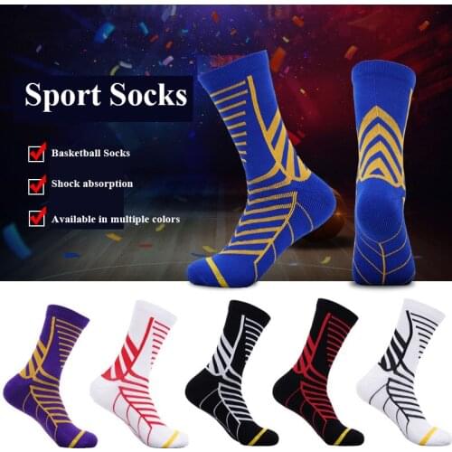 Professional Sport Socks Men Elite Fitness Basketball Running Socks Color Cotton Breathable Thick Cushion Compression Crew Socks