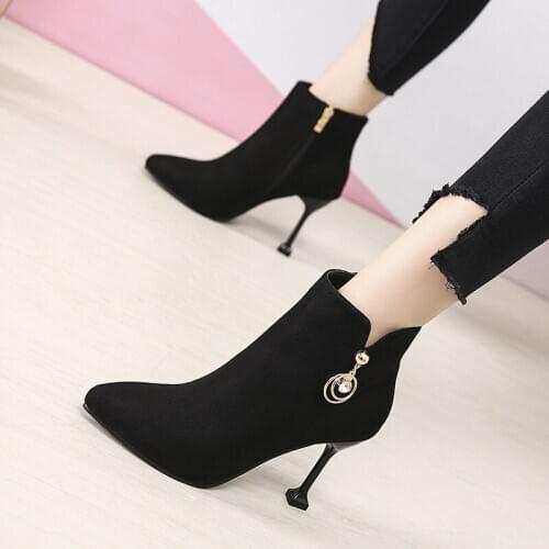 New Pointed Toe Sexy High Heels Ankle Boots For Women Autumn Spring Fashion Party Dress Thin Heel Short Boots Shoes