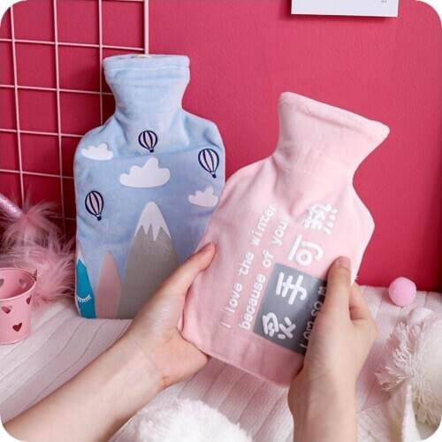 Plush hot water bag female warm stomach warm water bag hot compress menstrual water injection lovely small size student