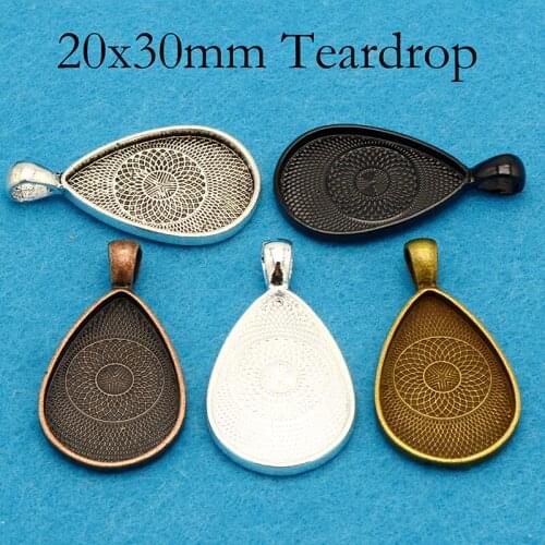 500 pcs - 20x30mm Teardrop Pendant Tray, Water Drop Pendant Settings, Teardrop Bezel Pendant Blanks for Cabochon/ Resin Necklace