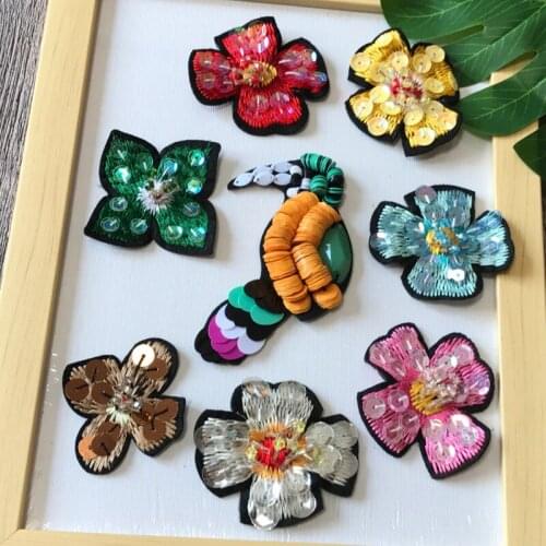 Bird and flower sequins embroidered patch applique vintage fashion patch Coat or Sweater decoration patch