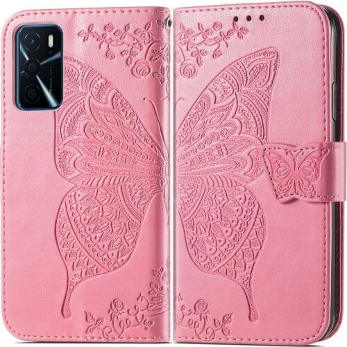 Embossed Butterfly PU Leather Case For OPPO A16 Case Phone Cover Wallet Card Pocket Leather Case A 16 Funda