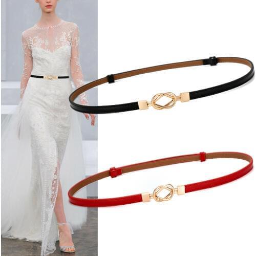 Fashion Women cummerbunds gold circle buckle Waistbands HOT PU Leather Belts For Women Thin adjust Belt party Female Dress Black
