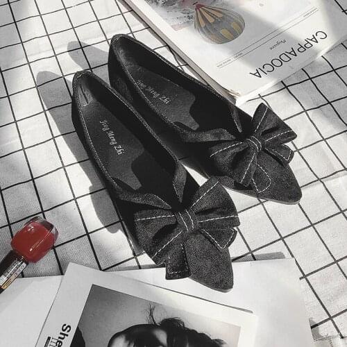 Luxury Womens Flat Shoes Cover Heel Shallow Women Bow Flats Shoes Candy Color Slip On Flat Shoes Ballet Flats Ladies Shoe W33-65