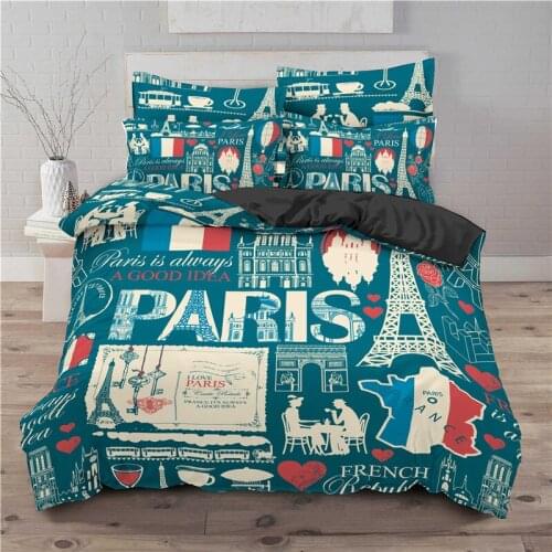 Luxury 3D Eiffel Tower Print Home Living Comfortable Duvet Cover Pillowcase Kid Bedding Set Queen and King EU/US/AU/UK Size