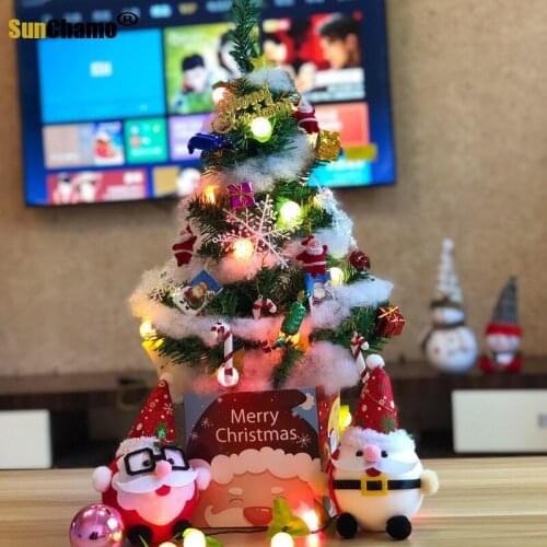 Christmas Tree 60cm Package Christmas Decorations Scene Layout Childrens Gifts Desktop Ornaments with Boxes and Lights