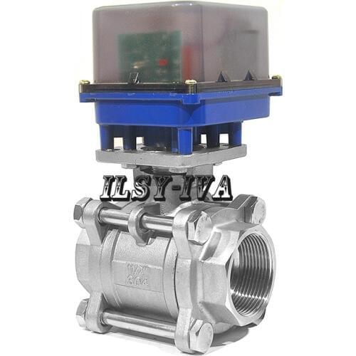 DN40 DC12V/24V Stainless steel 3-piece type electric ball valve with 3 or 4 wires control