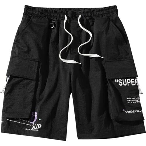 Summer New Casual Shorts Men Brand Mens Fashion Wild Beach Shorts Letter Print Trend Knee Length Pants Male Cargo Shorts