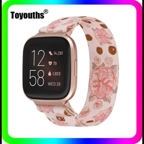 Toyouths Nylon Elastic Strap for Fitbit Versa Band Scrunchie Elastic Watch Band for Fitbit Versa 2 Women Watch Replacement Wrist