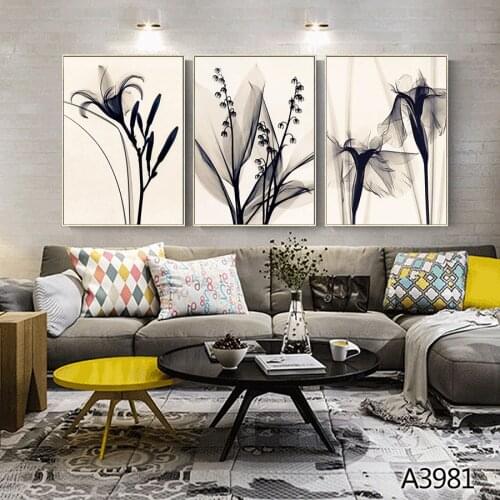 Modern Oil Painting Print on Canvas 3pcs Abstract Flower Modular Canvas Printing Wall Art Picture Canvas Painting for Home Decor
