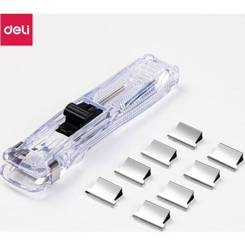 Deli Push Gripper Stapler Paper Folder Page Folder Binding Stapleless Stationery Binder Paper Clips Papeleria Metal Clip Paper