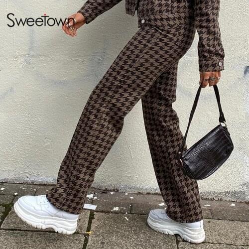 Sweetown Women's Plaid Trousers