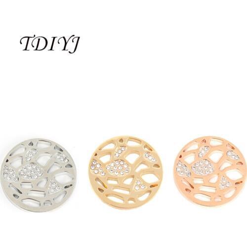 TDIYJ Fashion Women Jewelry My Coin 25mm Crystal Coin Disc for 25mm Stainless Steel Coin Holder Frame Pendant Necklace 6Pcs/lot