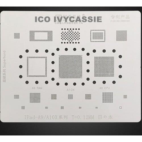 For iPad Pro 2017 BGA Stencil A9 A10X CPU RAM Nand Power Audio IC Reball Pin Solder Tin Plant Amaoe Square Hole Heat Steel Mesh