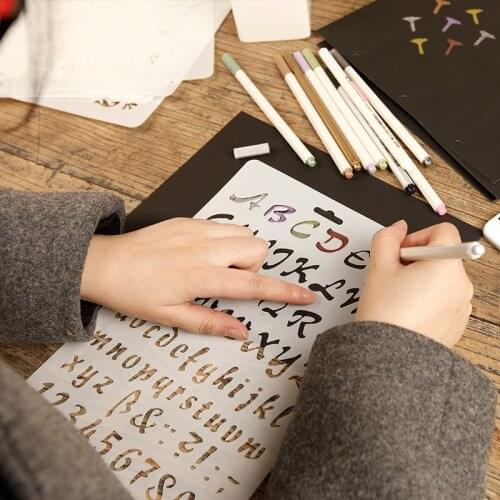 New 4Pcs/Lot 27cm Alphabet Letters DIY Craft Layering Stencils Painting Scrapbooking Stamping Embossing Album Card Template