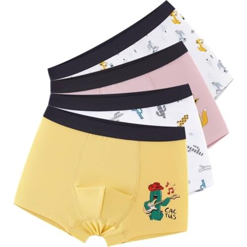 Yellow Cactus Kids Panties Boxer Underwear Boys Stretchy Print Under Garment Child Bottoms 5 6 7 8 9 10 11 Years Old OKU203012