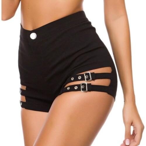 2021 New High Waist Elastic Jeans Women Casual Hot Party Bottom Ladies Sexy Mini Short Black Booty Shorts Hollow Out With Holes