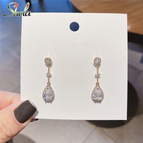 Top High Quality Water Drop Earrings Women Wedding Party AAA zircon Bling Exquisite Pendant Trendy Jewelry Wholesale S925 Pin