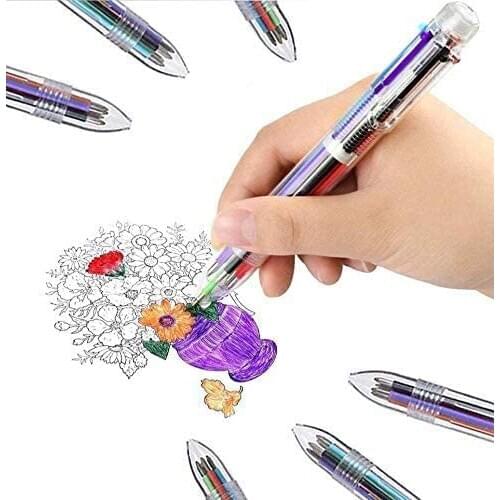 0.5mm 6-in-1 Multicolor Ballpoint Pen - Best for Smooth Writing-Retractable Ballpoint Pens Office School Students etc