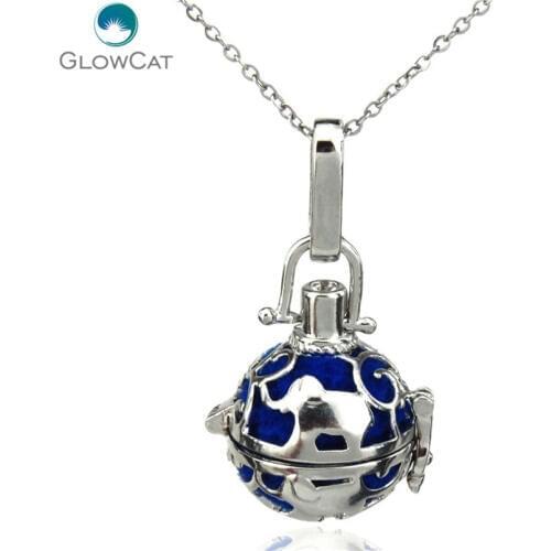 K39 Women Silver Small Elephant Diffuser Locket Necklace Aromatherapy Steel 16" Aroma Essential Oil Diffuser Locket