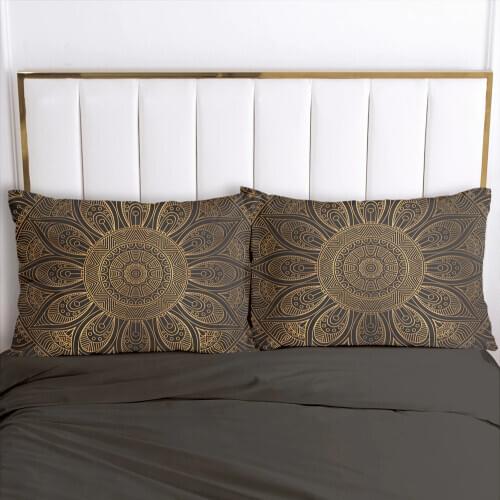Custom 2PCS Pillow Cover Black Golden 3D HD Print Decoration Throw Pillow Cases Bedding PillowCase 50x70cm 80x80cm 70x70cm