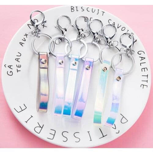 3PCS Creative Colorful Laser Rope Keychain Keyrings for Women Bag Pendant Charms Decoration Car Key Holder Accessories Wholesale