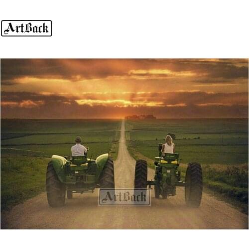 5d diy diamond painting tractor full square drill landscape sticker diamond mosaic 3d diamond embroidery home decoration