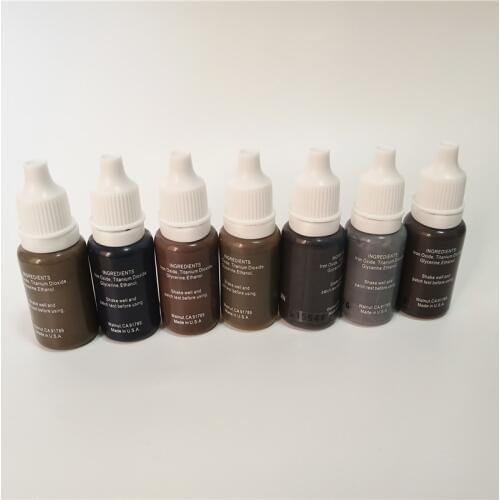 7pcs tattoo ink permanent makeup eyebrow micropigment 15ml 1/2oz cosmetic manual pigment 3d eyeliner black brown colors