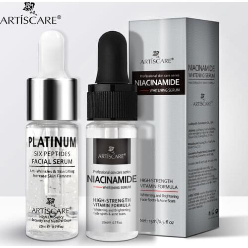 ARTISCARE Nicotinamide + Platinum Six Peptides Face Serum 2PCS Whitening & Anti Wrinkles Skin Care Essence for Face Moisturizing