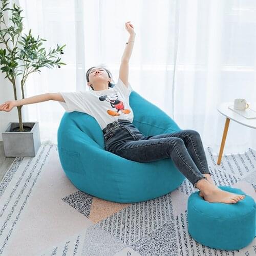 Levkme Lounger Seat Bean Bag Puff Asiento Lazy BeanBag Sofas Cover without Filler Couch Tatami Chairs Covers XF1029-10
