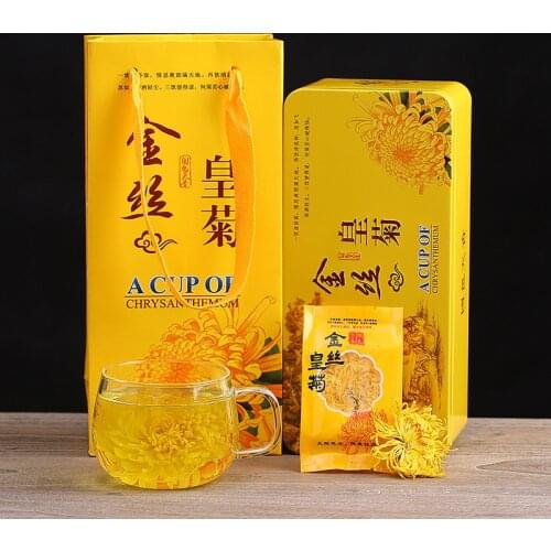 Jiangxi Xiushui golden silk chrysanthemum tea wholesale a cup of Dahuang chrysanthemum health tea gift box set 20 packets in box