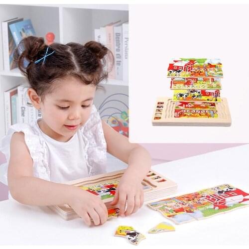 Wooden Human Body Puzzles Multi-Layer tructure Toys Early Body Puzzles Cognition Learning Baby Educational Children Intelli Q4C9