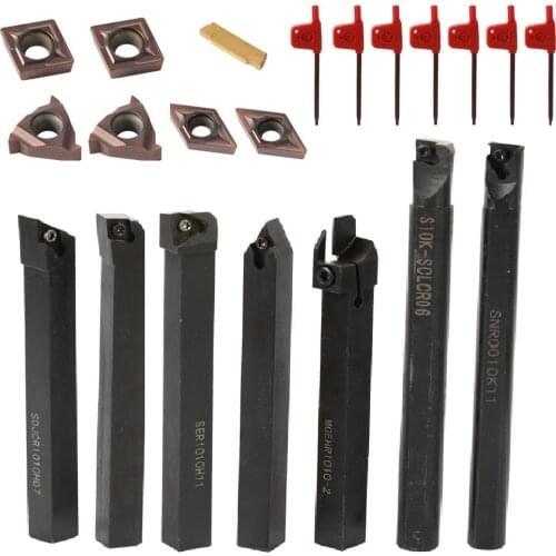 21PCS Multifunctional Solid Carbide Inserts Holder Boring Bar With Wrenches For Lathe Turning Tools