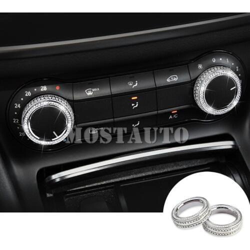 For Benz CLA C117 W117 Rhinestone Style Console Air Condition Knob Trim Cover 2013-2018 2pcs Car Accessories Interior Car Decor